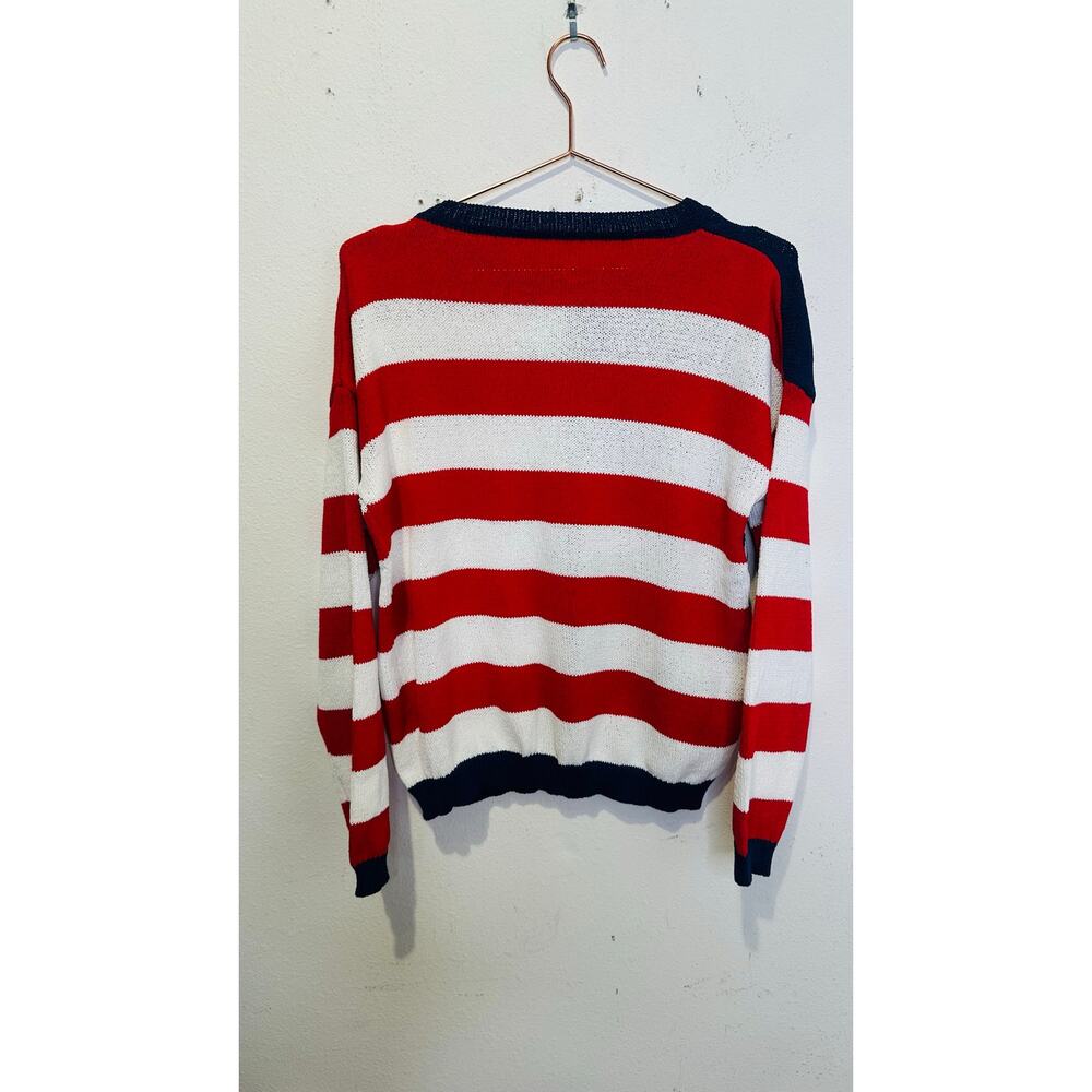 American Flag Patriotic Flag USA Striped Star Pullover Sweater size Large - Picture 3 of 10